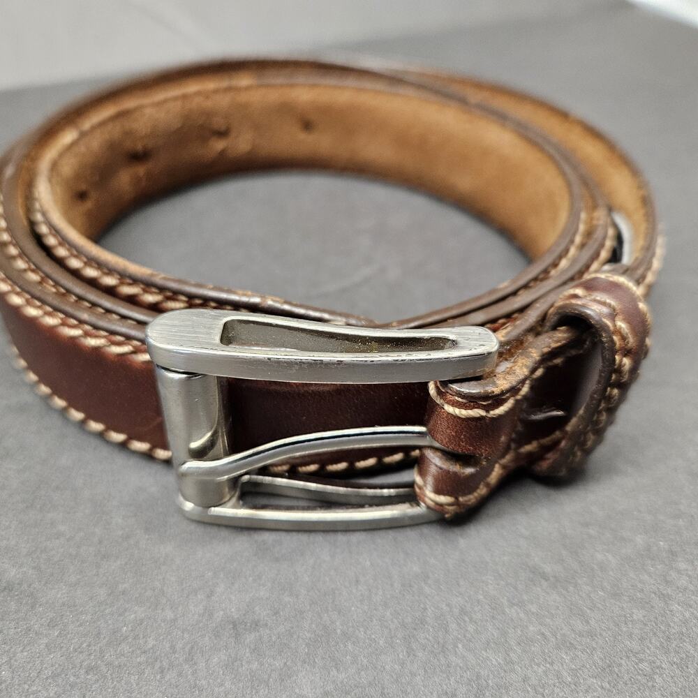 Brighton Belt size 42-1 1/8” Chestnut Brown Leather-Silver Roller Buckle USA